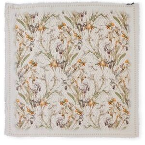 Alexander McQueen Wild Iris Floral Square Scarf Signature Skull Border 54” x 54”